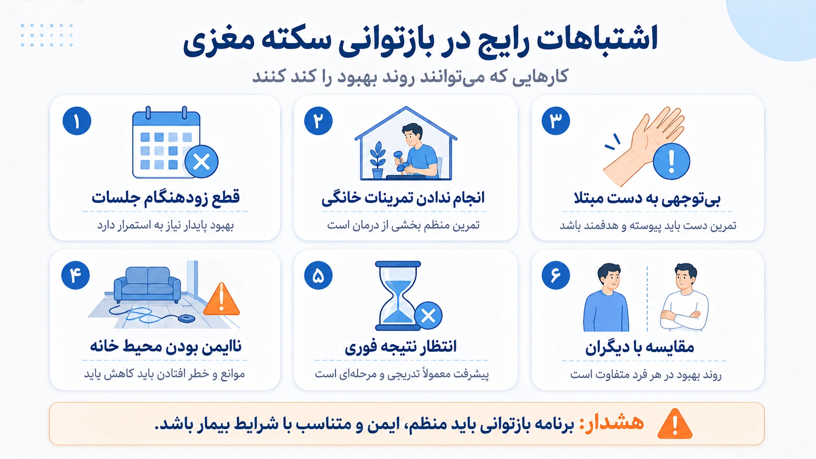 اشتباهات رایج در بازتوانی سکته مغزی