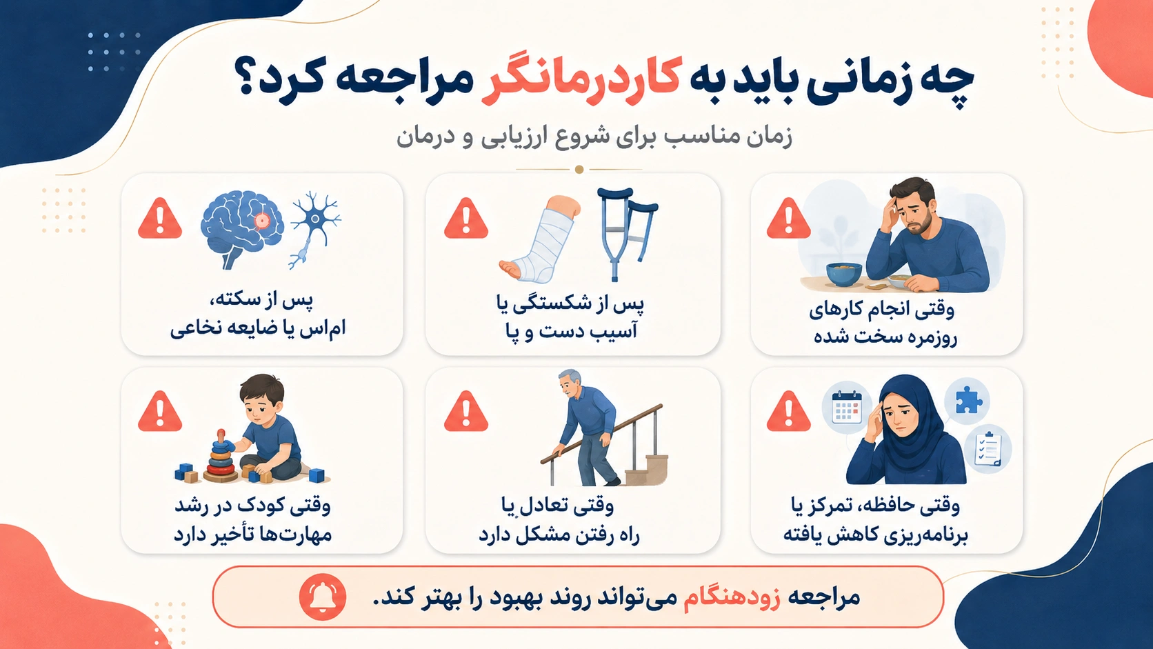 زمان مناسب برای مراجعه به کاردرمانگر