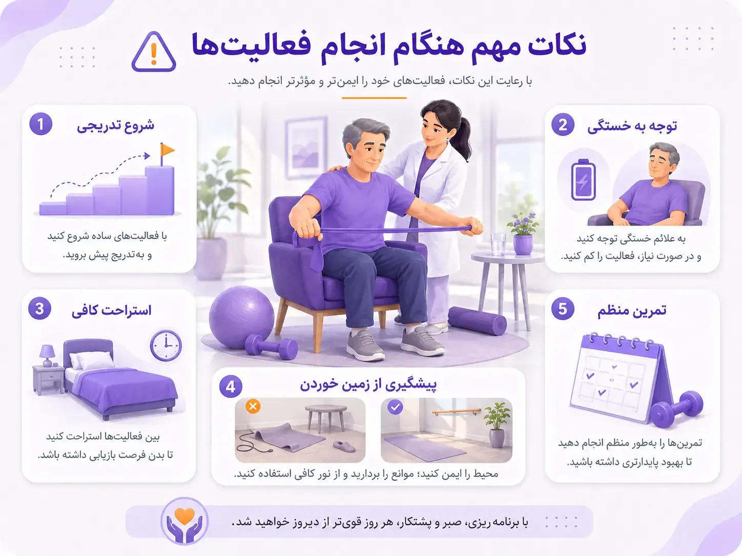 نکات مهم هنگام انجام فعالیت&zwnj;ها بعد از سکته مغزی